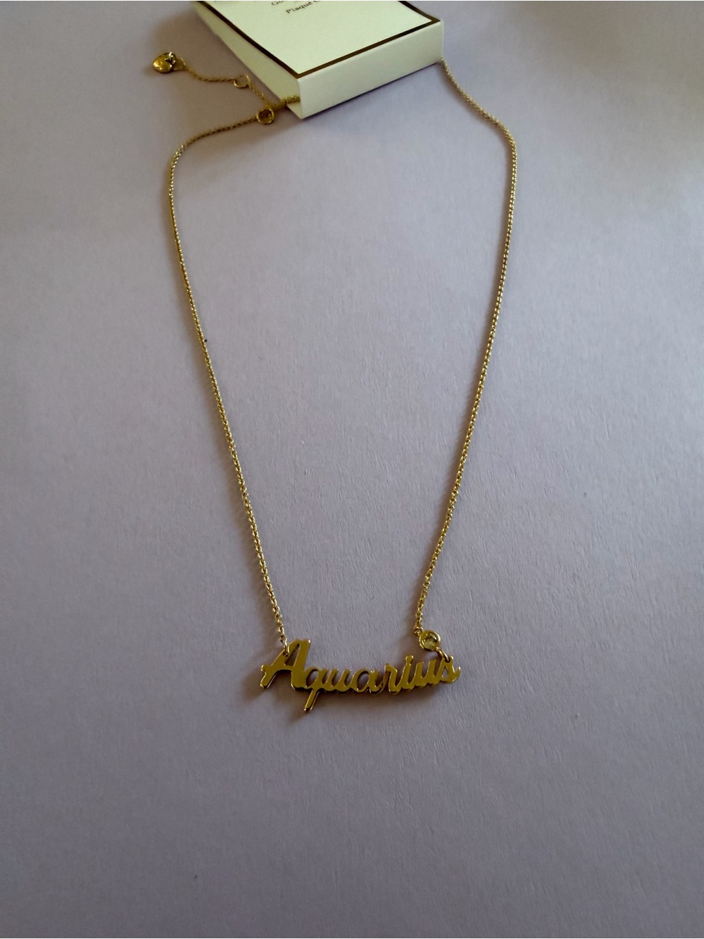 19 cm. 14k ALDO Gold Plated Aquarius Zodiac Sign Necklace